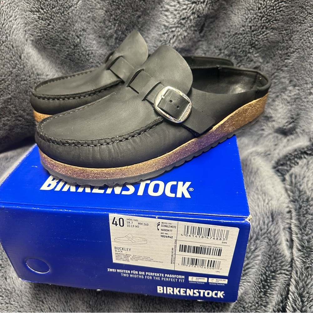 Birkenstock Buckley women’s black leather clog size 40 (size 9)